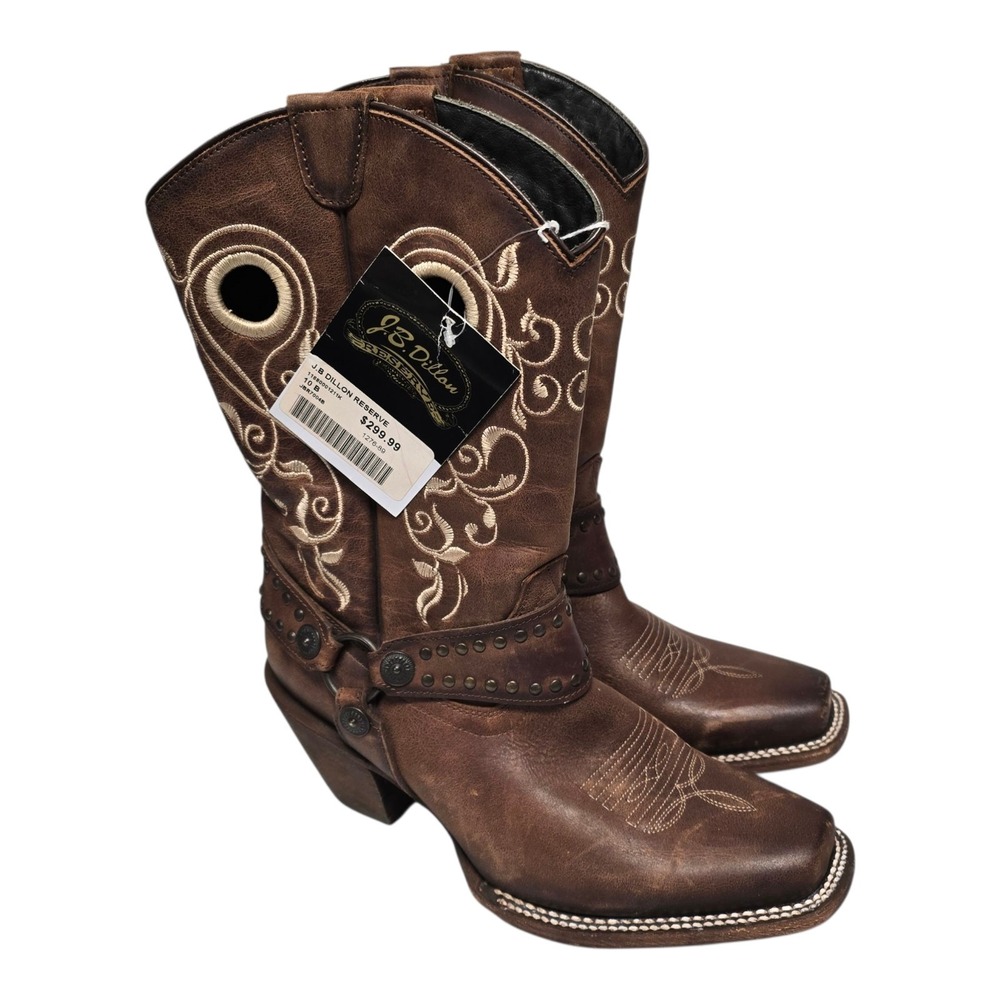 NWT J.B. Dillon Reserve Women's Size 10 B‎ Brown Western Boots NEW TAGS